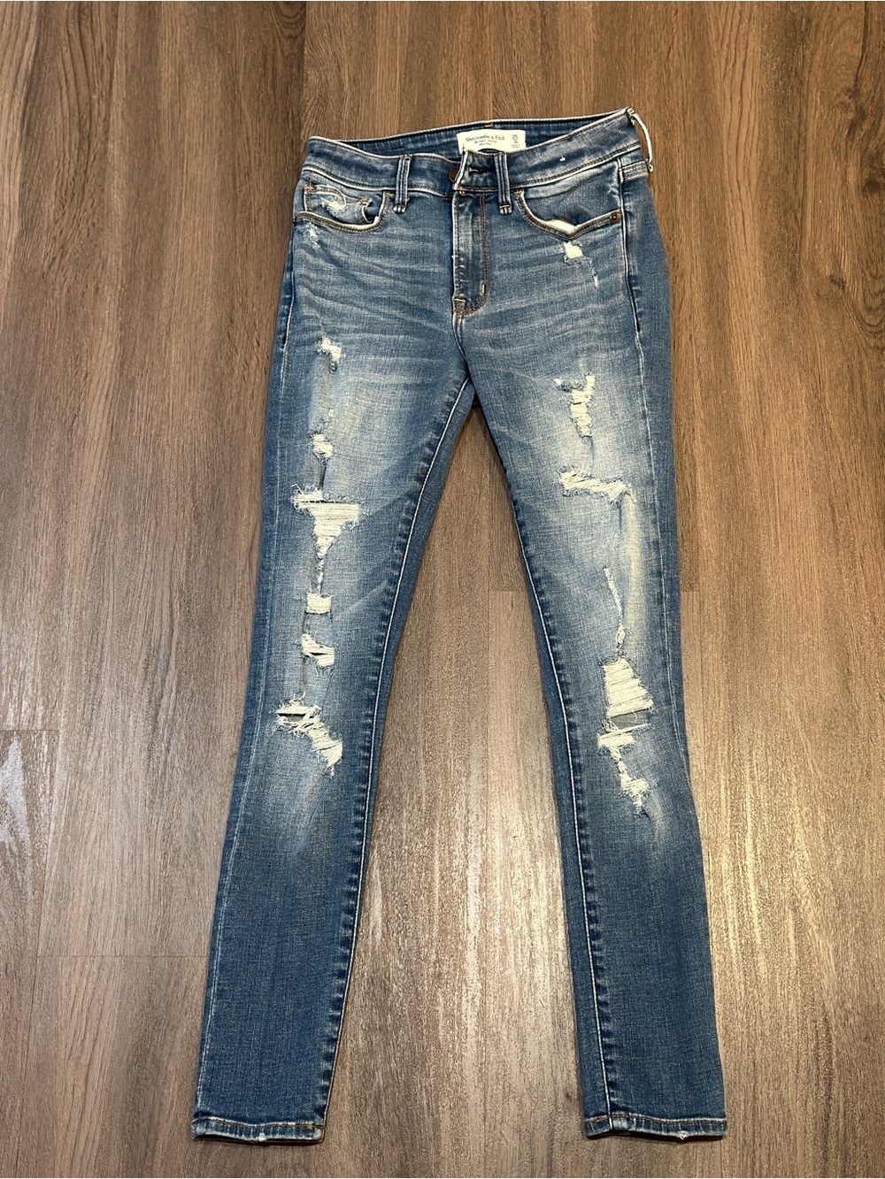 Abercrombie & Fitch Super Skinny Mid Rise Distressed Jeans Size 25 0R Y2K